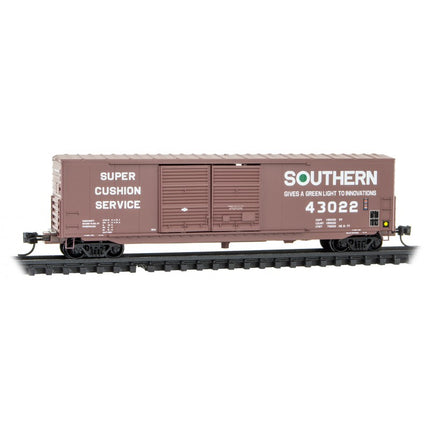 Micro Trains Line N 50' Standard Box Car, 8' Dbl Sliding, w/o Rfwk , Short Ladders, Southern - Rd# 43022 - Rel. 6/23