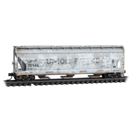 Micro Trains N Scale Union Pacific Weathered 3-Bay Covered Hopper 4-Pack FOAM RD# UP 75966, 75997, 75956, 76029