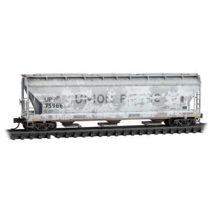 Micro Trains N Scale Union Pacific Weathered 3-Bay Covered Hopper 4-Pack JEWEL Case RD# UP 75966, 75997, 75956, 76029