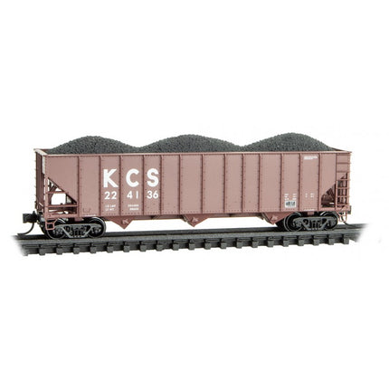 Micro Trains Line N Scale 100-Ton 3-bay hopper Rib Sides, w/ Coal Load, Kansas City Southern - Rd# 224136 - Rel. 7/23