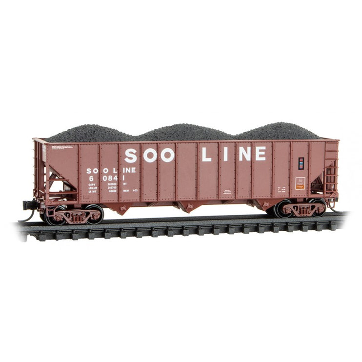 Micro Trains Line N Scale 100-Ton 3-bay hopper Rib Sides, w/ Coal Load, Soo Line - Rd# 60841 - Rel. 7/23