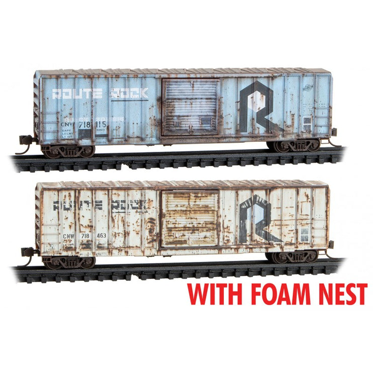 Micro Trains Line N CNW/ex-RI Rd# 718115, 718463 Weathered 2-pack