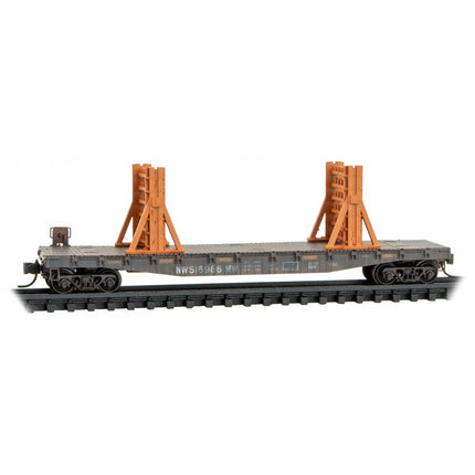 Micro Trains N Scale 50' Flatcar Weathered w/Ribbon Rail Rack Kit Norfolk Southern Set #1 3 Pack Jewel Cases