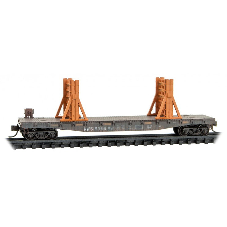 Micro Trains N Scale 50' Flatcar Weathered w/Ribbon Rail Rack Kit Norfolk Southern Set #1 3 Pack Jewel Cases