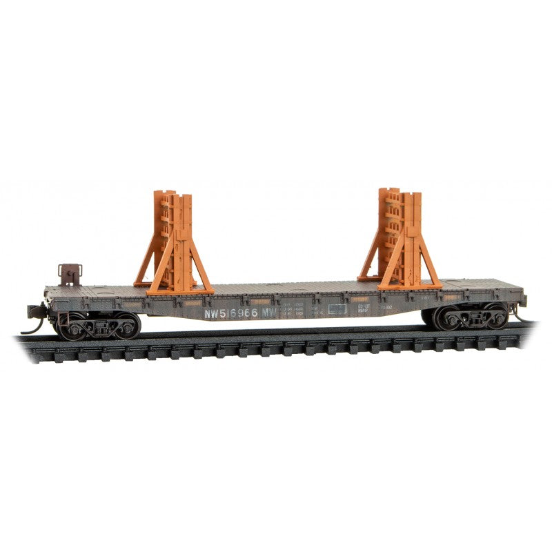 Micro Trains N Scale 50' Flatcar Weathered w/Ribbon Rail Rack Kit Norfolk Southern Set #1 3 Pack Jewel Cases