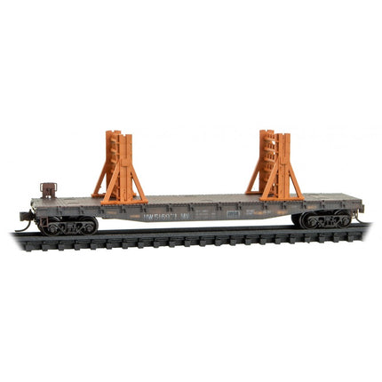 Micro Trains N Scale 50' Flatcar Weathered w/Ribbon Rail Rack Kit Norfolk Southern Set #1 3 Pack Jewel Cases