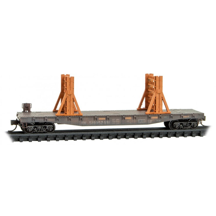 Micro Trains N Scale 50' Flatcar Weathered w/Ribbon Rail Rack Kit Norfolk Southern Set #2 3 Pack Jewel Cases