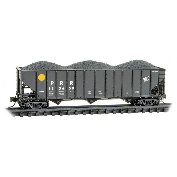 Micro Trains N Scale Pennsylvania 3-Bay Open Hopper w/ Coal Load 108658