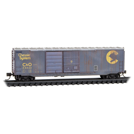 Micro Trains N Scale Chessie System 50' Standard Box Car Weathered 2-Pack With Jewel Cases RD# B&O 22244, 475598