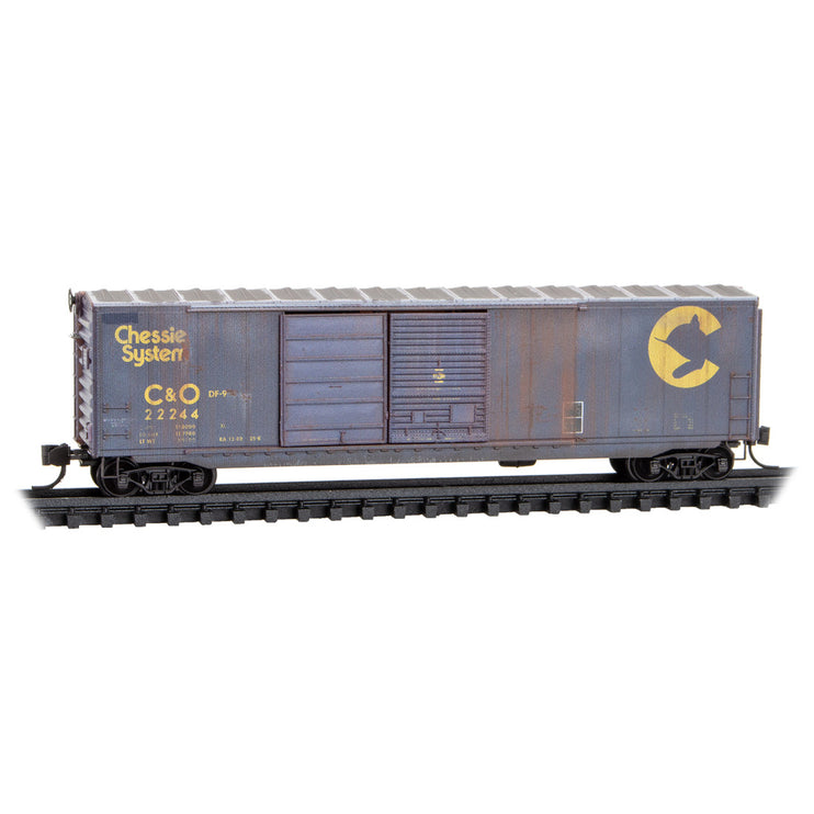 Micro Trains N Scale Chessie System 50' Standard Box Car Weathered 2-Pack With Jewel Cases RD# B&O 22244, 475598