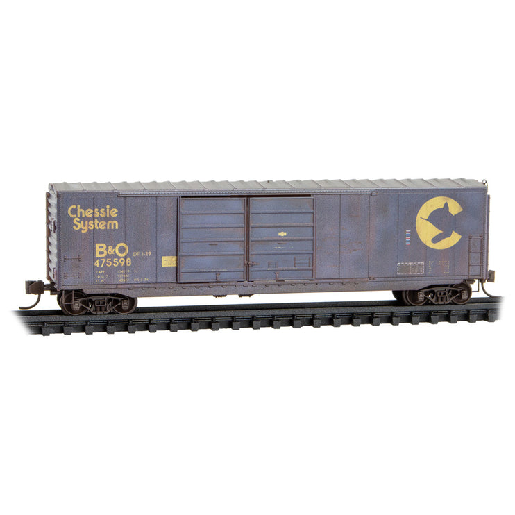 Micro Trains N Scale Chessie System 50' Standard Box Car Weathered 2-Pack With Jewel Cases RD# B&O 22244, 475598