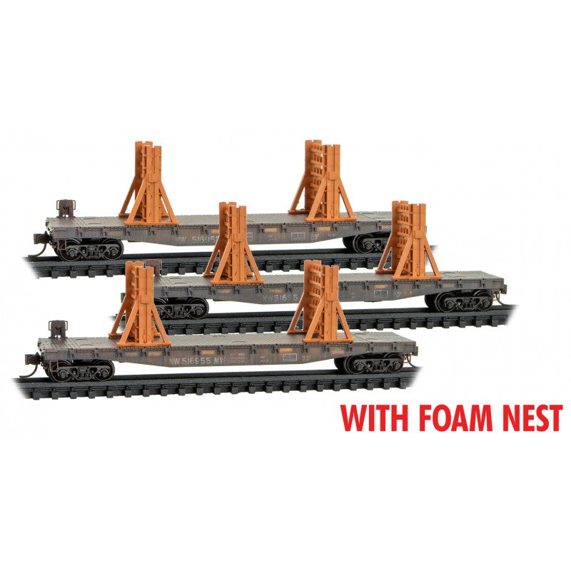 Micro Trains N Scale Norfolk Southern Ribbon Rail Set #2 3 Pack Foam