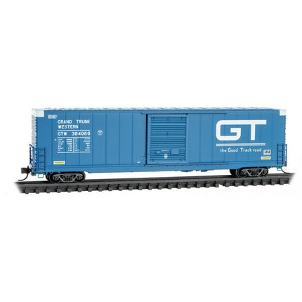 Micro Trains Line N 60’ Box Car Excess Height Single Door Box Car Rivet Side Grand Trunk Western RD# GTW 384060