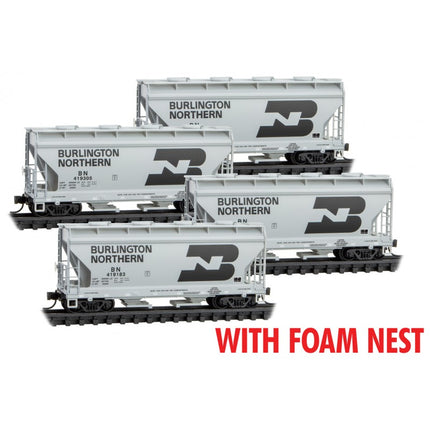 Micro Trains Line N Scale Burlington Northern 4-pk RP#215 419183, 419246, 419305, 419332 - FAMILY FOAM - Rel. 08/23