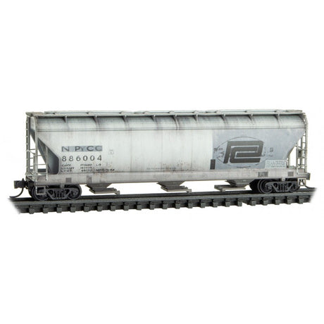 Micro Trains N Scale Conrail ex Penncentral Weathered 3 Bay Covered Hoppers Two Pack Foam Case