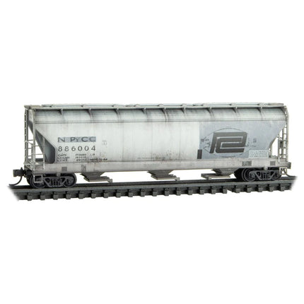 Micro Trains N Scale Conrail ex Penncentral Weathered 3 Bay Covered Hoppers Two Pack Jewel  Case