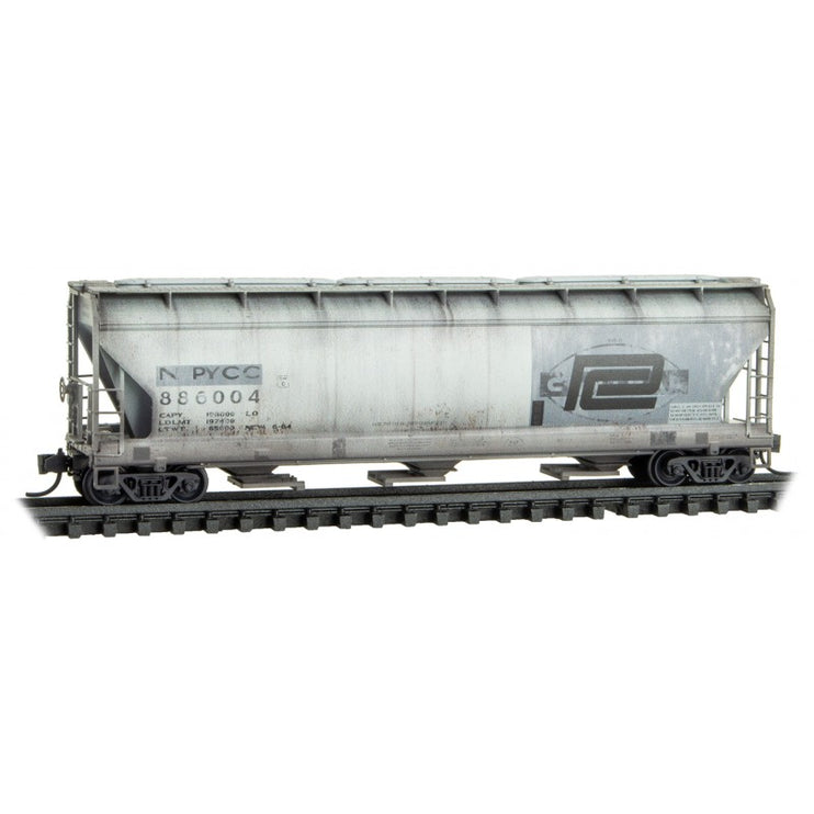 Micro Trains N Scale Conrail ex Penncentral Weathered 3 Bay Covered Hoppers Two Pack Foam Case