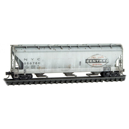 Micro Trains N Scale Conrail ex Penncentral Weathered 3 Bay Covered Hoppers Two Pack Foam Case