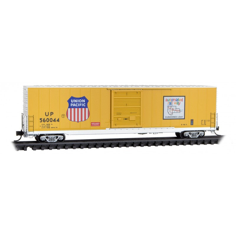 Micro Trains Line N 60’ Box Car Excess Height Single Door Box Car Rivet Side Union Pacific RD# UP 560044