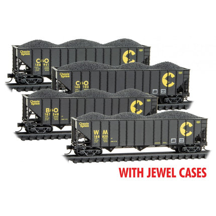 Micro Trains N Scale Chessie System Hopper 4 Pack Jewel Case