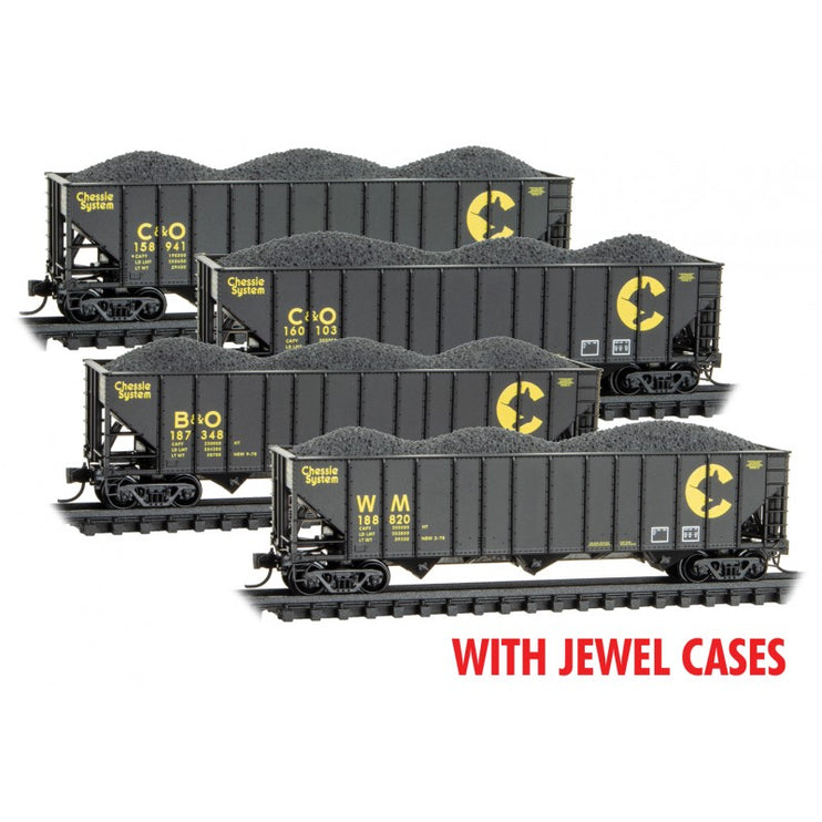 Micro Trains N Scale Chessie System Hopper 4 Pack Jewel Case