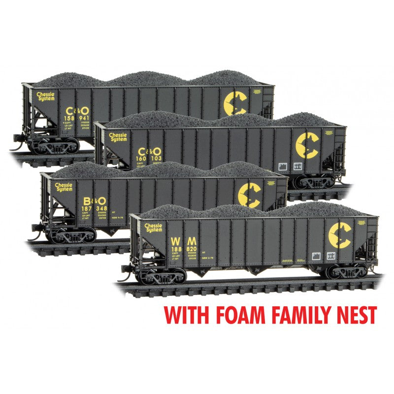 Micro Trains N Scale Chessie System Hopper 4 Pack Foam Case