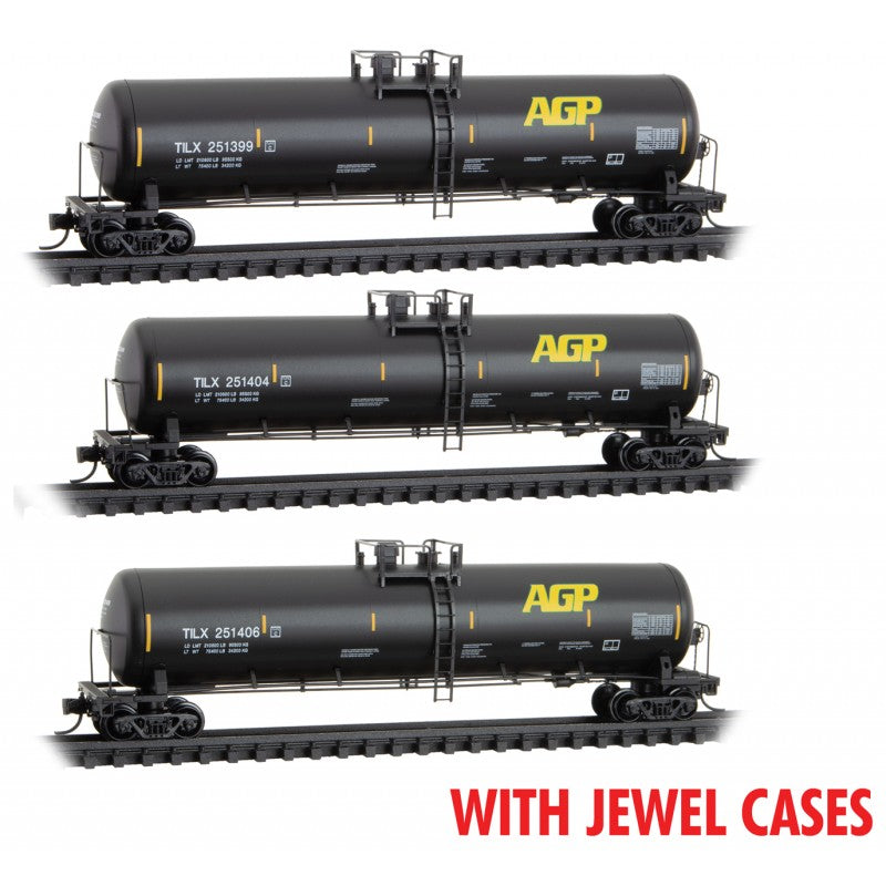 Micro Trains Line N Scale TILX/AGP 3 Pack with Jewel Case #251399, #251404, #251406
