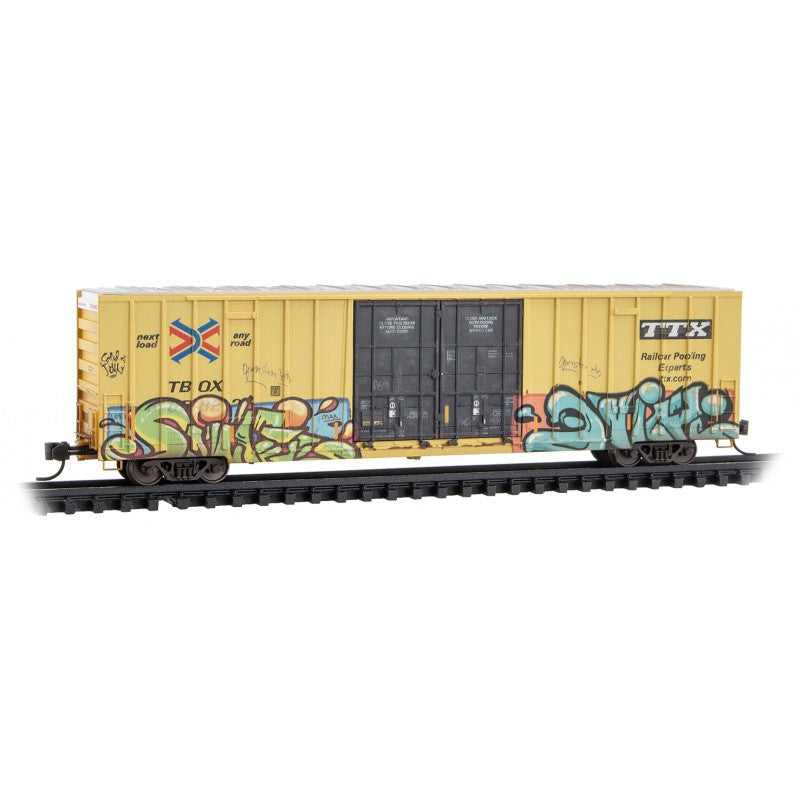 Micro Trains N Scale TTX Weathered 60' Double Plug Boxcar 665822