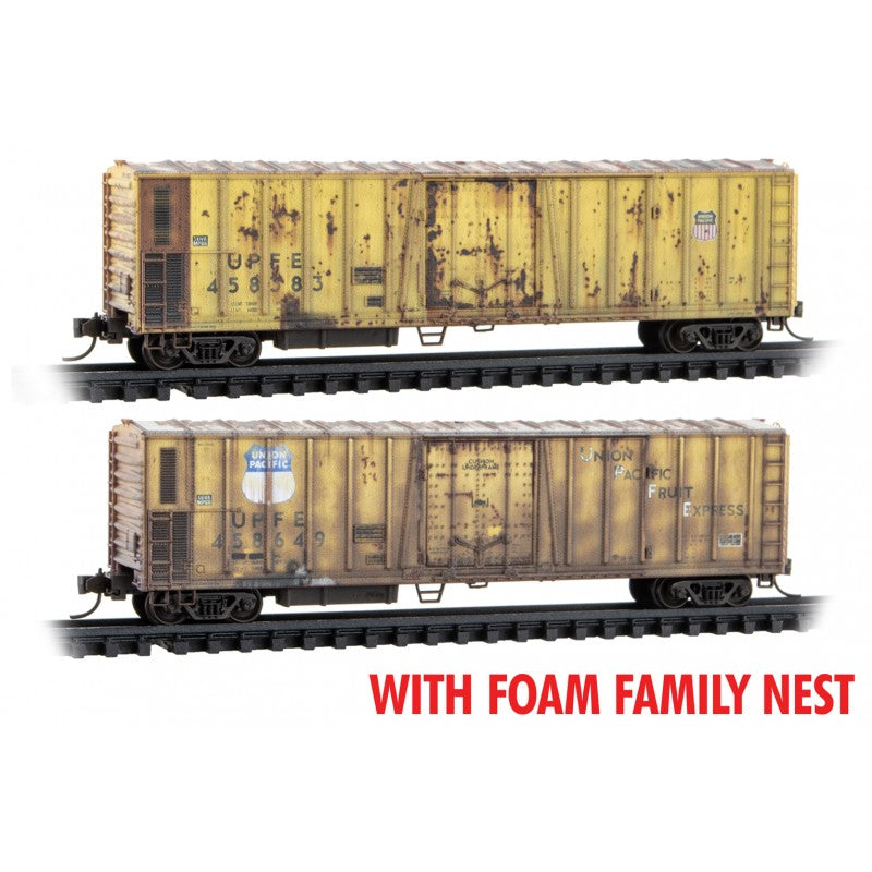 Micro Trains Line N Scale Union Pacific RD# 458383, 358649 Weathered 2-pack Foam Family Nest
