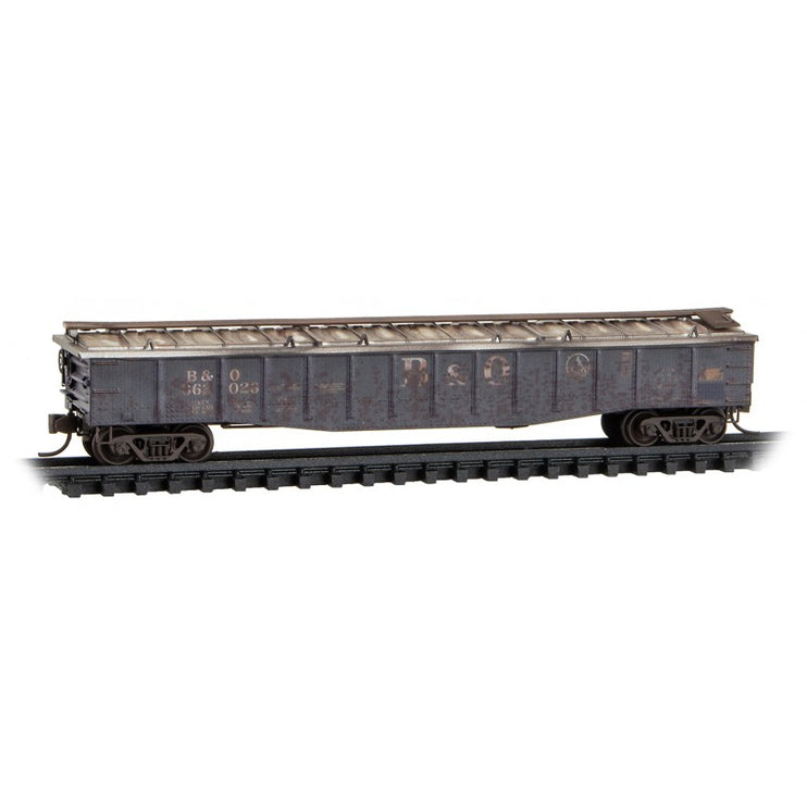 Micro Trains Line N 50' Steel Side Gondola with cover Baltimore & Ohio weathered 2-Pack Foam Family Nest RD# B&O 362026, 262149