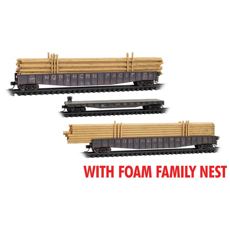 Micro Trains Line N Scale Northern Pacific Log Gondola 3-pack RD# NP 56059,56060, 62785