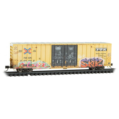 Micro Trains N Scale TTX Weathered 60' Rib Side Double Plug High-Cube Boxcar Rd# TTX 665898