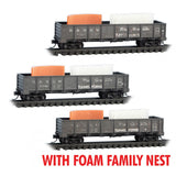 Micro Trains N Scale Denver & Rio Grande Western 40' Drop Bottom Gondolas 3 Pack Foam Nest RD# D&RGW 72628, 72681, 72692