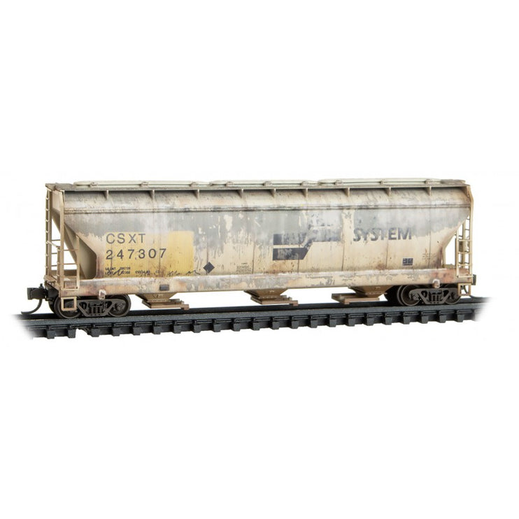 Micro Trains Line N Scale CSX ex-Family Lines 3 Bay Covered Hoppers 4-Pack Jewel Case