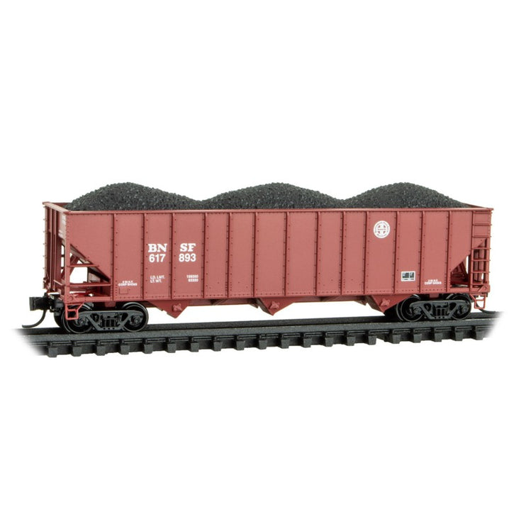 Micro Trains N Scale 100-Ton 3-Bay Open Hopper, Rib Sides, with Coal Load Burlington Northern Santa Fe RD# BNSF 617893