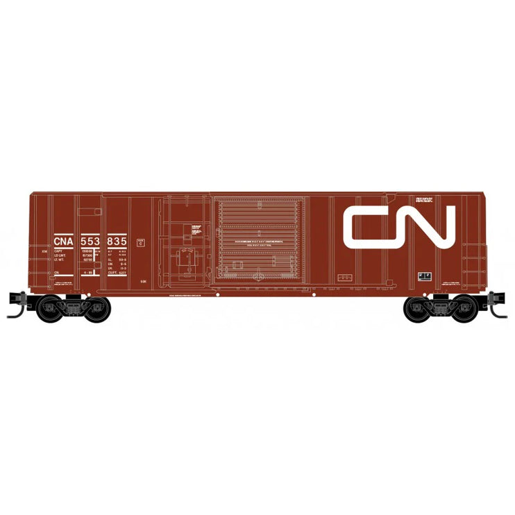 Micro Trains N Scale 50' Rib Side Box Car Plug & Sliding Door without Roofwalk Canadian National RD# CN 553835