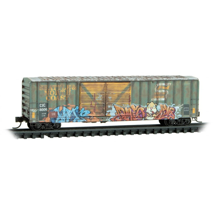 Micro Trains Line N Scale CIC/ex-SNC 8006 50' Rib Side Boxcar Double Door Weathered