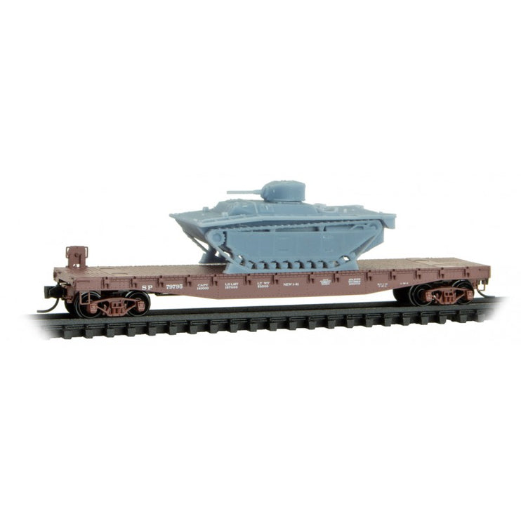 Micro Trains N Scale Southern Pacific with Landing Vehicle Tracked Amphibious Vehicle LVT(A)1 Jewel Case 3-Pack RD# 79700, 79753, 79795