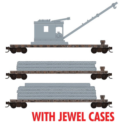 Micro Trains N Scale Weathered 3-Pack with Log Loads and Loader