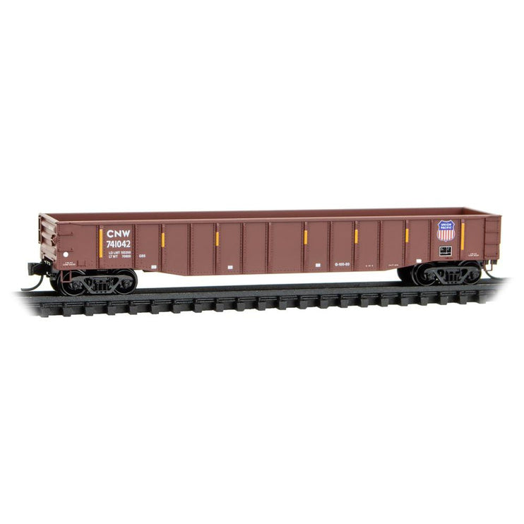 Micro Trains Line N Scale 50' Steel Side 15 Panel Fixed End Gondola Fishbelly Sides Union Pacific ex-CNW RD# CNW 741042