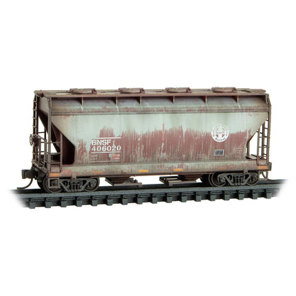 Micro Trains N Scale BNSF Covered Hopper Weathered 3-Pack RD# BNSF 406020, 406088, 406225