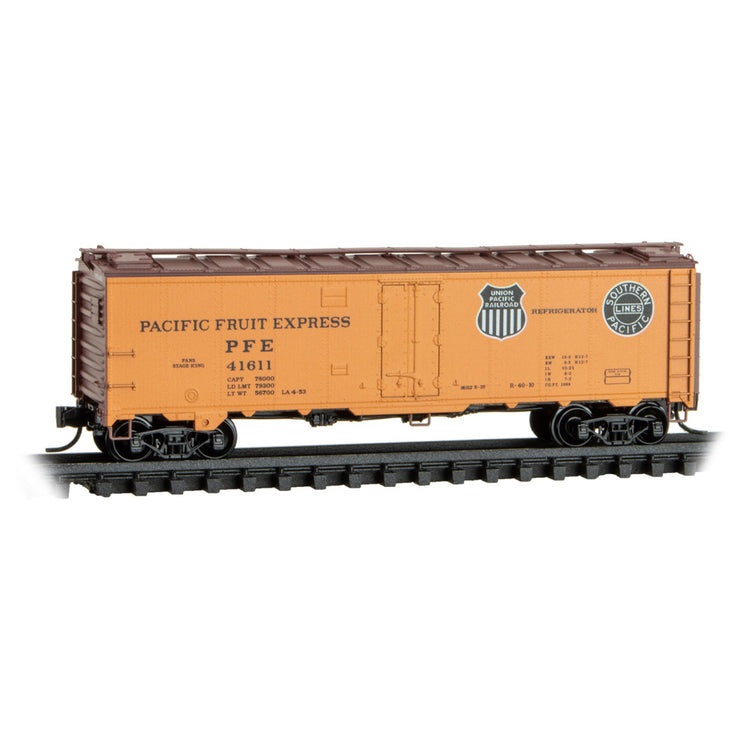 Micro Trains N Scale Pacific Fruit Express 40' Steel Ice Reefer w/ Preco Fan RD# PFE 41611