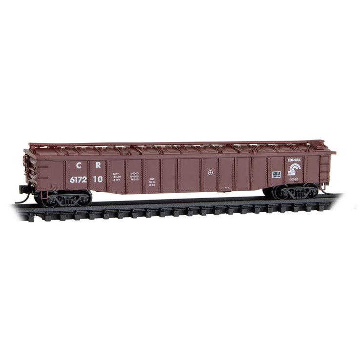 Micro Trains N Scale Conrail 50' Steel Side 15 Panel Fixed End Gondola Fishbelly Low Cover RD# CR 617210