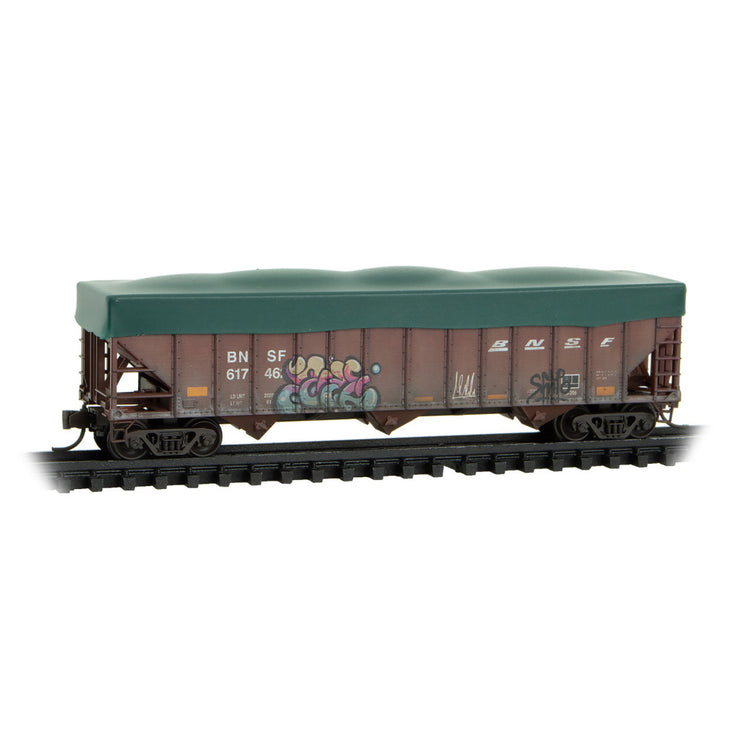 Micro Trains N Scale BNSF 3-bay Hoppers with Tarp JEWEL CASES RD# 617442, 617462, 617477