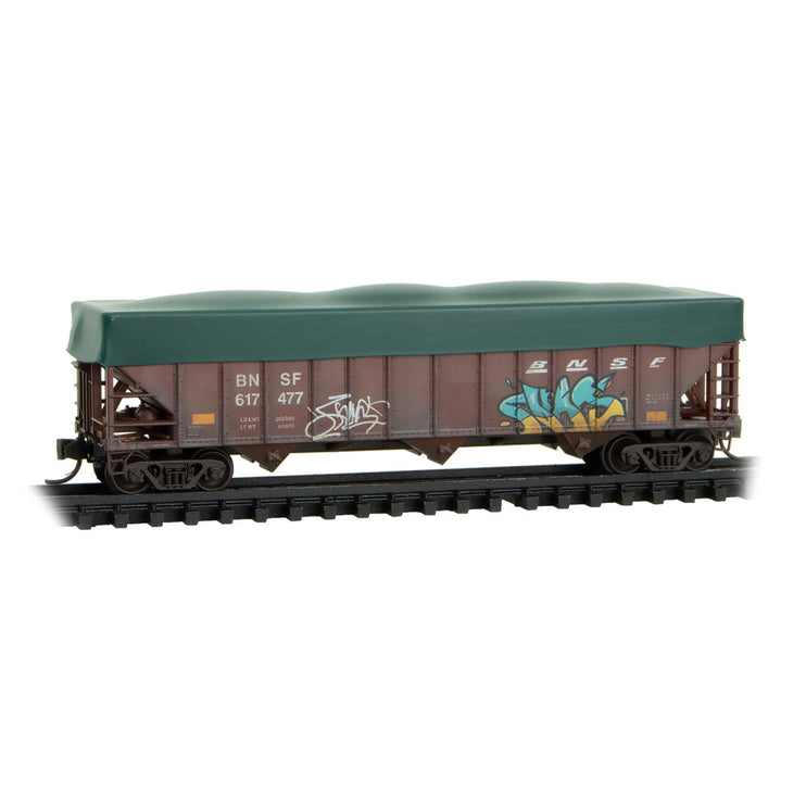 Micro Trains N Scale BNSF 3-bay Hoppers with Tarp JEWEL CASES RD# 617442, 617462, 617477