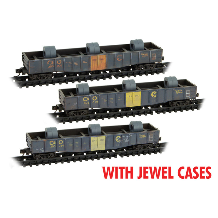 Micro Trains N Scale Chesapeake & Ohio Gondolas  Weathered JEWEL CASES RD# C&O 305005, 305012, 305054