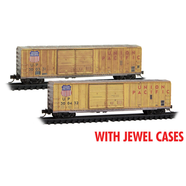 Micro Trains Line N Scale Union Pacific RD# 300331, 300432 Weathered 2-pack Jewel Case