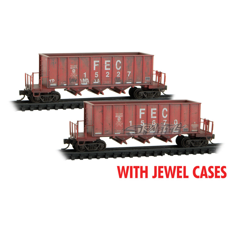 Micro Trains Line N Scale FEC RD# 15227, 15670 Weathered 2-pack Jewel Case