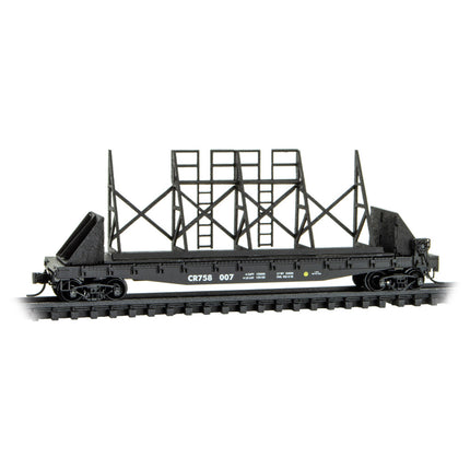 Micro Trains N Scale Conrail 50' Flat Car Fishbelly Side with Side Mount Brake Wheel RD# CR 758007