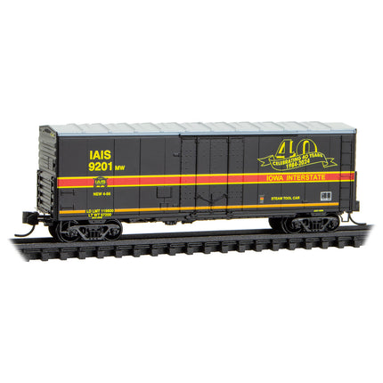 Micro Trains Line N Scale Iowa Interstate Anniversary 40' Standard Boxcar Plug Door with Roofwalk RD# IAIS 9201 | Fusion Scale Hobbies